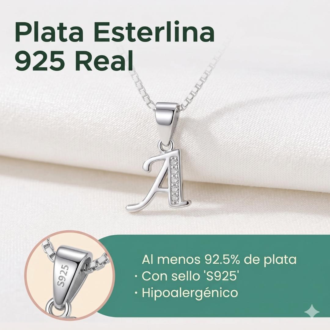 Cadena En Plata 925 Y Dije Diseño Letra Inicial (a-z)