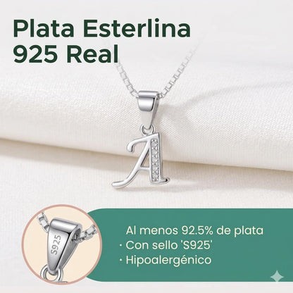 Cadena En Plata 925 Y Dije Diseño Letra Inicial (a-z)