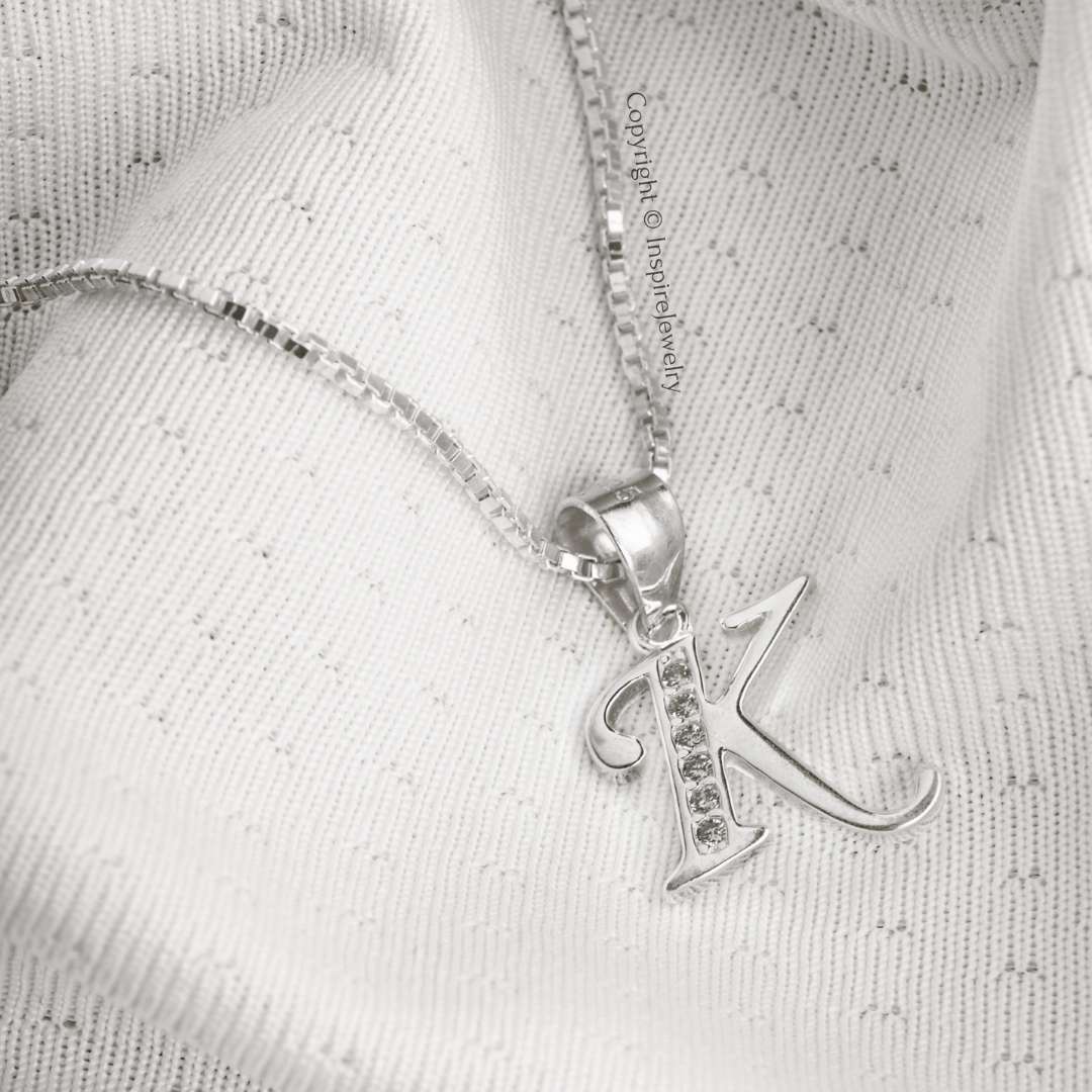 Cadena En Plata 925 Y Dije Diseño Letra Inicial (a-z)