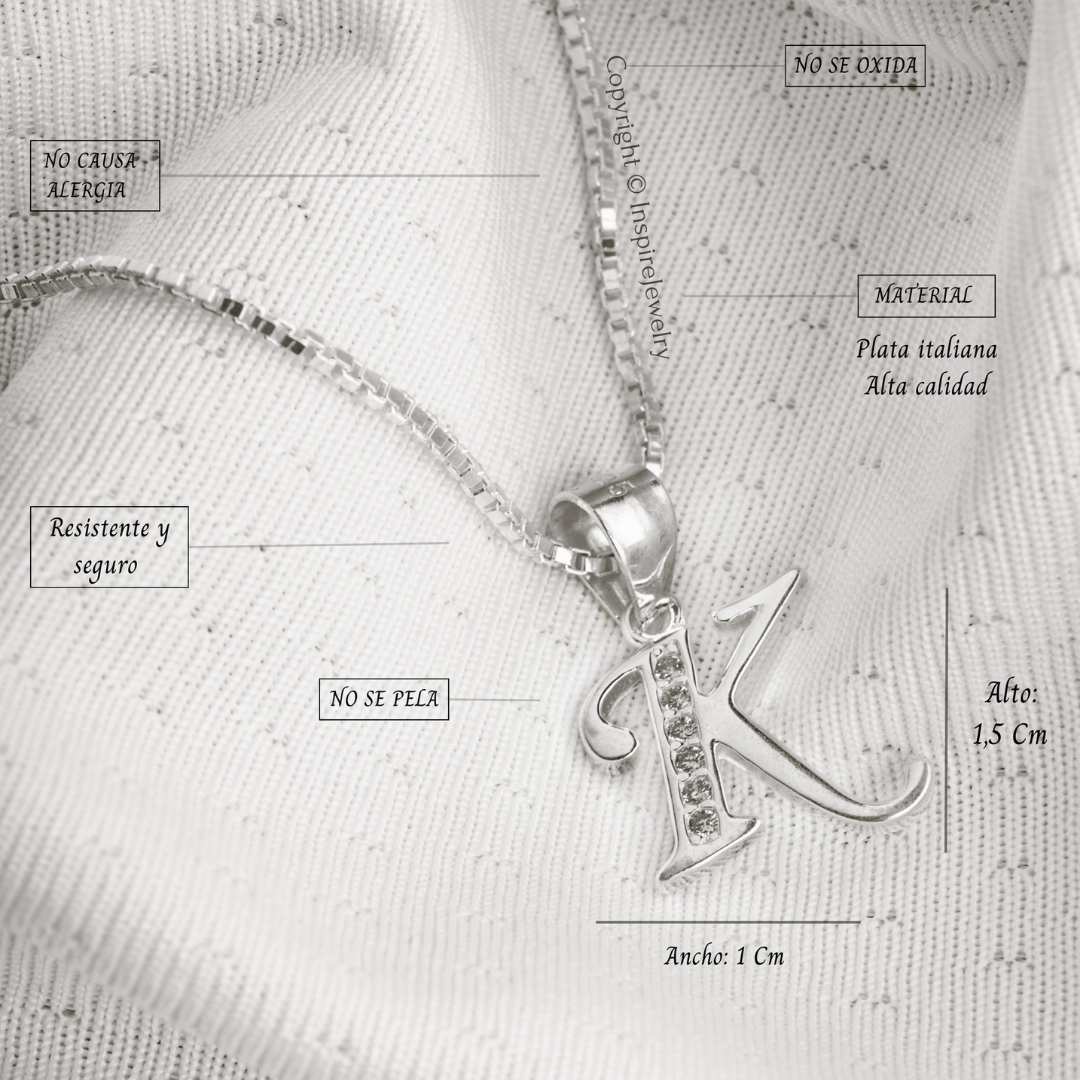 Cadena En Plata 925 Y Dije Diseño Letra Inicial (a-z)