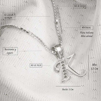 Cadena En Plata 925 Y Dije Diseño Letra Inicial (a-z)