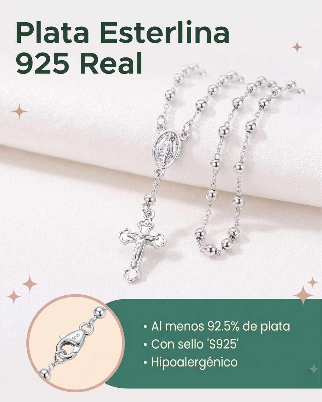 Rosario Camándula En Plata 925 Para Mujer O Niño